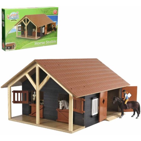 KIDS GLOBE Stáj pro koně se 2 boxy 1:24 DŘEVĚNÁ STAVEBNICE