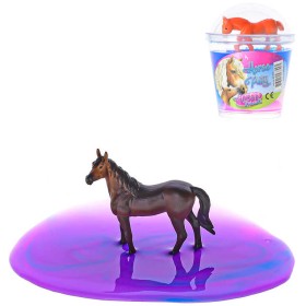 Sliz barevný zábavná hmota s koníkem 10cm Horse Friends 4 druhy v kelímku