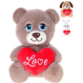 PLYŠ Zvířátko sedící se srdíčkem Love 15cm 3 druhy *PLYŠOVÉ HRAČKY*