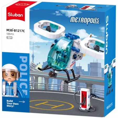 SLUBAN Metropolis Policejní vrtulník 135 dílků + figurka STAVEBNICE