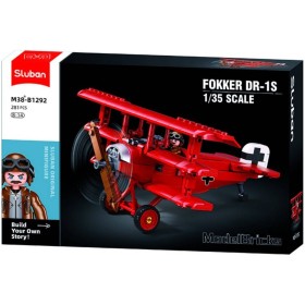 SLUBAN Model Bricks Trojplošník Fokker DR-1S 281 dílků + figurka STAVEBNICE