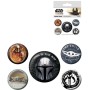 Odznaky kulaté Hvězdné Války Star Wars Mandalorian 2,5-4cm set 4ks