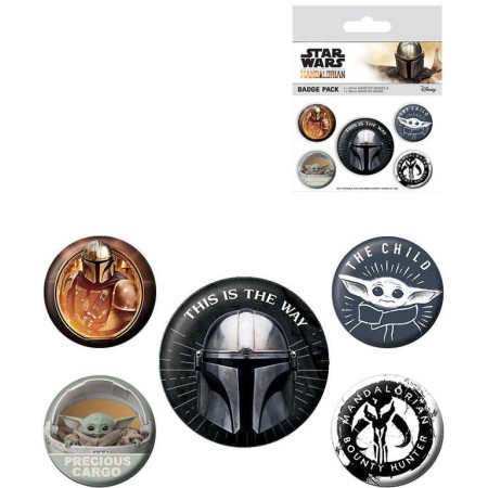 Odznaky kulaté Hvězdné Války Star Wars Mandalorian 2,5-4cm set 4ks