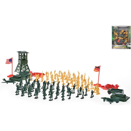 Vojenská army sada figurky vojáci s vozidly a hlídkovou věží 180ks plast