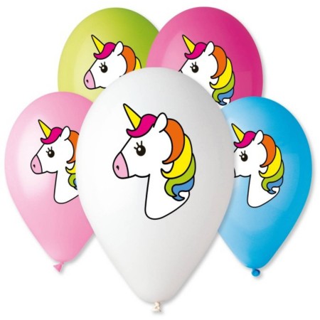 GEMAR Balónek nafukovací 32cm Pastelový potisk UNICORN B 5 barev 1ks