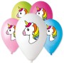 GEMAR Balónek nafukovací 32cm Pastelový potisk UNICORN B 5 barev 1ks