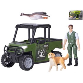 Auto Revenant terénní 14cm lovecký set s figurkou lovce a 2 zvířaty