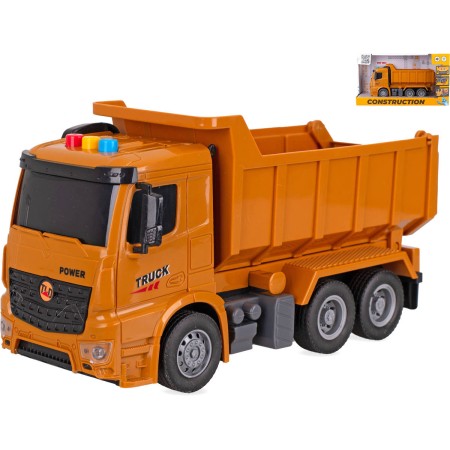 Auto nákladní oranžová funkční sklápěčka na baterie Světlo Zvuk