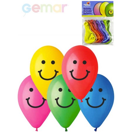 GEMAR Balónky nafukovací 26cm Pastelové barevné potisk SMILE set 10ks