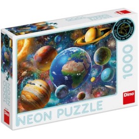 DINO Puzzle 1000 dílků Planety 66x47cm svítí ve tmě neon skládačka