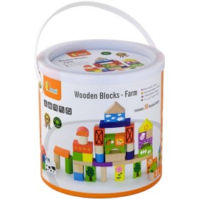 VIGA DŘEVO Baby stavebnice Farma kostky 50ks v kyblíku *DŘEVĚNÉ HRAČKY*