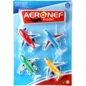 Letadlo barevné plastové zpětný chod set 4ks