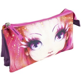 Školní holčičí penál Nebulous na zip 3 kapsičky 23x13cm