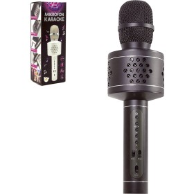 Mikrofon Karaoke Bluetooth černý bezdrátový na baterie USB kabel v krabici