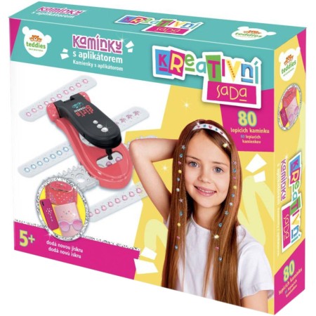 Kamínky třpytivé nalepovací 80ks kreativní set s aplikátorem