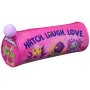 Oválný školní penál na zip Hatchimals 21x8cm růžový s bambulkou