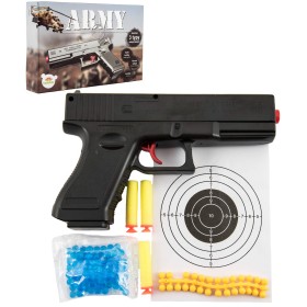 Pistole dětská zbraň na vodní + gumové kuličky 6mm + pěnové soft náboje 3v1
