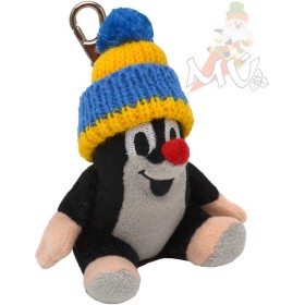 MORAVSKÁ ÚSTŘEDNA Krtek (krteček) s karabinou 9cm sedící modrý kulich