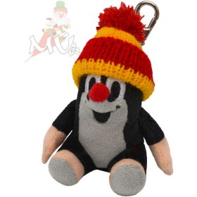 MORAVSKÁ ÚSTŘEDNA Krtek (krteček) s karabinou 9cm sedící červený kulich