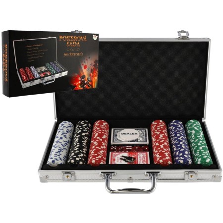 Hra Poker sada 300 žetonů + karty + kostky v hliníkovém kufříku