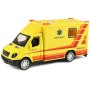 Auto sanitka kovová žlutá ambulance zpětný chod v plastovém boxu