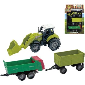 Traktor s nakladačem set se 2 vlečkami na baterie Světlo Zvuk