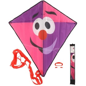Drak létající Klaun nylonový růžovofialový 78x86cm v látkovém sáčku
