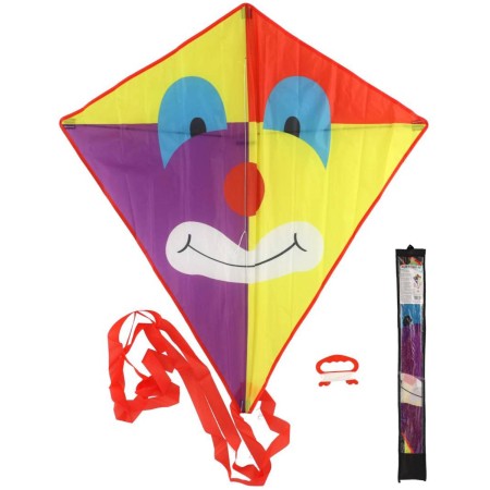 Drak létající Klaun nylonový barevný 78x88cm v látkovém sáčku