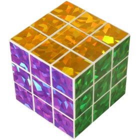 Hra Hlavolam (Rubikova) magická kostka 6,5cm metalická třpytivá 3x3x3