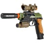 Pistole vojenská s tlumičem a zaměřovačem na baterie Světlo Zvuk
