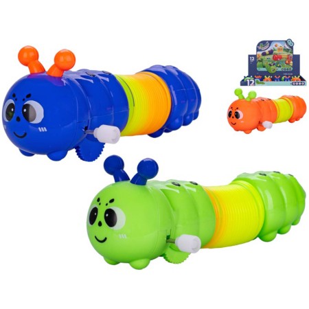 Housenka baby plazící se natahovací zvířátko 13,5-40cm na klíček 3 barvy