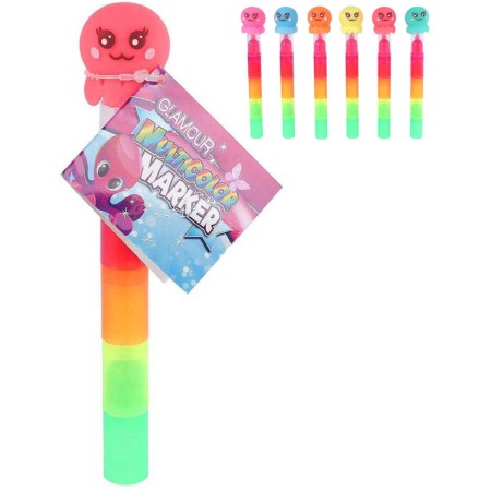 Zvýrazňovač chobotnice pětibarevný popisovač 5v1 6 barev