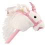 PLYŠ Kůň jednorožec bílý na tyči 80cm koňská hlava na baterie Zvuk
