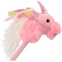 PLYŠ Kůň jednorožec růžový na tyči 80cm koňská hlava na baterie Zvuk