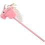 PLYŠ Kůň jednorožec růžový na tyči 80cm koňská hlava na baterie Zvuk
