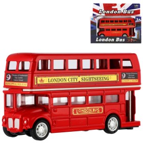 Autobus Londýn červený kovový patrový doubledecker zpětný chod