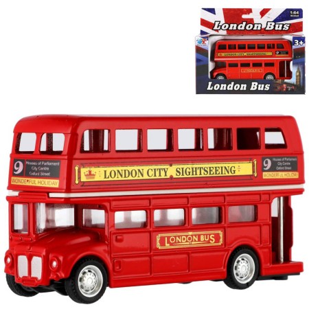 Autobus Londýn červený kovový patrový doubledecker zpětný chod