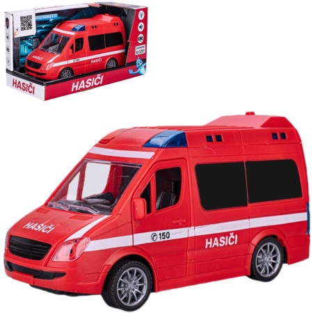 Auto hasiči dodávka na setrvačník na baterie Světlo Zvuk CZ