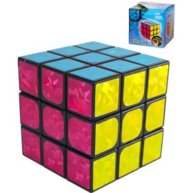 Hra Hlavolam (Rubikova) magická kostka 10cm metalická třpytivá 3x3x3