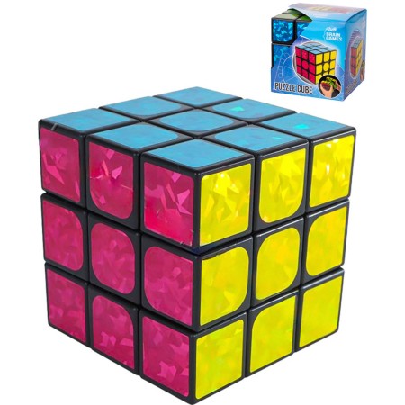 Hra Hlavolam (Rubikova) magická kostka 10cm metalická třpytivá 3x3x3