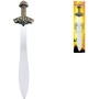 Meč dětský rytířský 56cm zdobený bronzová rukojeť plast na kartě