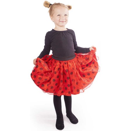 KARNEVAL Sukně červená TUTU beruška bohatá 3-10let (104-150cm) KOSTÝM