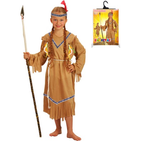 KARNEVAL Šaty Indiánka s čelenkou vel. S (110-120cm) 4-6 let *KOSTÝM*