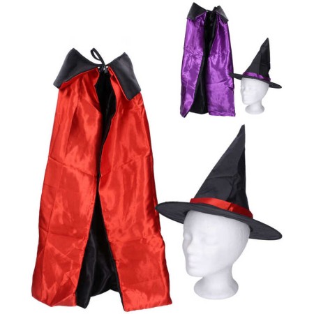 KARNEVAL Klobouk čarodějnický set s pláštěm 2 barvy *KARNEVALOVÝ DOPLNĚK*