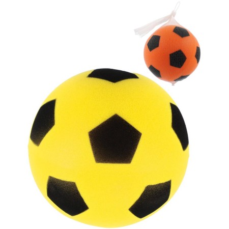 Míč soft pěnový s potiskem fotbalový 18cm 2 barvy v síťce