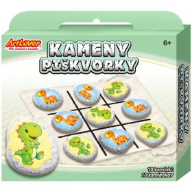Hra Piškvorky Dinosauři kreativní set s přírodními kameny a samolepkami