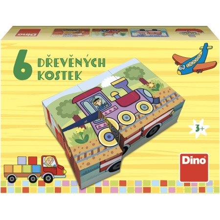 DINO DŘEVO Kubus Dopravní prostředky obrázkové kostky set 6ks