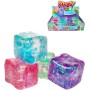 Kostka antistresová 6cm mačkací sliz se třpytkami 4 barvy
