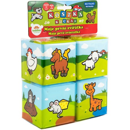 Baby kostky kousací soft měkké moje první zvířátka set 4ks pro miminko