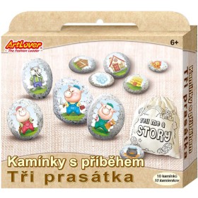 Kamínky s příběhem pohádky Tři prasátka kreativní set s 10 kamínky